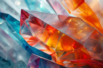 Poster - Abstract glass sculpture with geometric shapes and sharp angles,