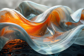 Poster - Fluid abstract glass form with organic, natural shapes,