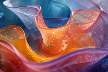 Poster - Vibrant abstract glass form with swirling colors and textures,