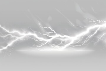 Wall Mural - a series of lightning flashes against a gray background, ideal for use in news or weather reports