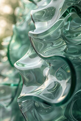 Poster - Glass sculpture with abstract, interlocking shapes and forms,