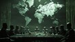 © alphaspirit - Politicians gathering in a dimly lit room with a world map displayed in the background