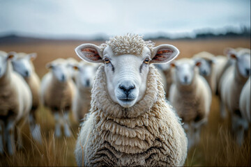 Wall Mural - sheep and lambs on a farm