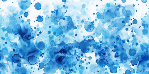 Wall Mural - Blue watercolor paint splatter flow background wallpaper backdrop. Abstract shapes, copy space, expressive grunge painting