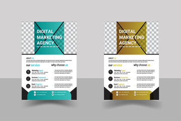 Corporate business flyer template design set, cover modern layout,  flyer in A4 with colorful business proposal, promotion, advertise, publication, a bundle of 2 templates of different colors a4 flyer