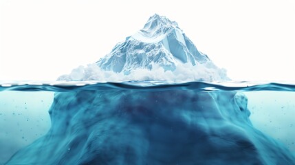 A breathtaking illustration of an iceberg, showcasing the massive hidden underwater portion contrasted with its visible tip above the surface.