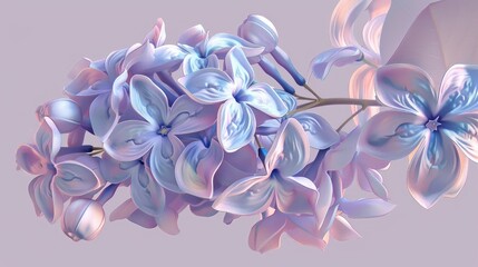 Wall Mural - Illustration of an elegant lilac bloom in a 2d format