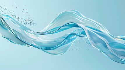 Wall Mural - Curved abstract line and splash of water on blue background