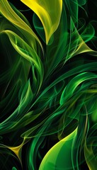 Sticker - Dynamic green, yellow, and black abstract background with vivid and striking color tones