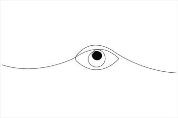 Sticker - Vector illustration continuous eye one line drawing