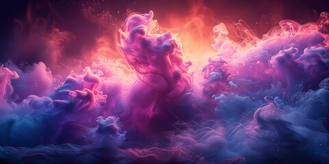 Wall Mural - flowing violet clouds of fog or steam with shimmer.stock image