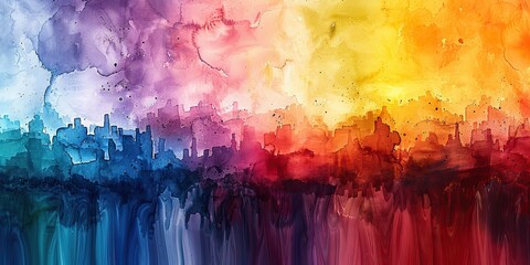 Wall Mural - the background is an abstract pastel watercolor it is a rainbow background.stock image