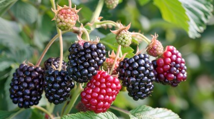 Canvas Print - Blackberries cultivated naturally on the shrub