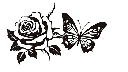 Sticker - black and white butterfly