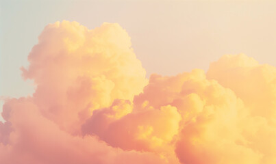 Wall Mural - Beautiful pastel pink and yellow clouds background, sky with soft colors, vintage, ethereal, dreamy, magical, light and airy, minimalistic