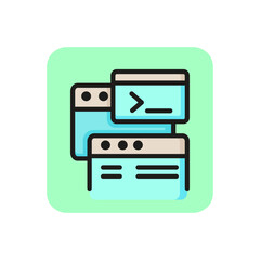 Poster - Coding line icon. Programming, web development, landing pages. App development concept. Can be used for topics like technology, internet, mobile applications