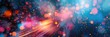 © Nic - Abstract background with colorful bokeh lights and a blurred light streak.