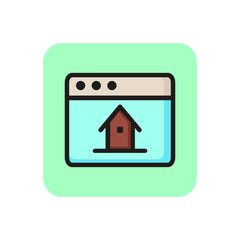 Wall Mural - home page line icon. website icon, online page, rent or booking website. app development concept. ca