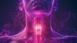 © Nattanon - Colorful X-ray illustration of a human throat highlighting the anatomy of the larynx, trachea, and cervical region.