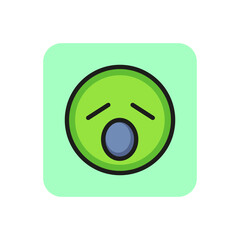 Poster - Yawning emoticon line icon. Sleepy, boredom, tired. Emoticon concept. Can be used for topics like emotion, social networking, chat