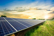 © LeonardoMartins - Solar panel cell on dramatic sunset sky background,clean Alternative power energy concept.