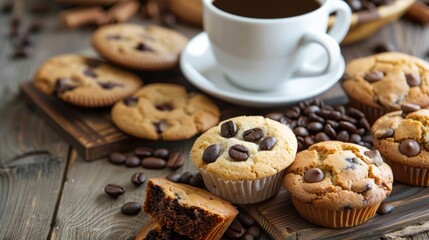 Sticker - Coffee paired with cookies and muffins