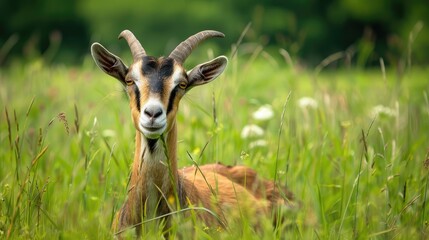 Wall Mural - goat in meadow with space for text ranching