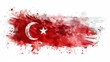 © Corri Seizinger - Türkiye background banner pattern template - Abstract watercolor brushstroke paint brush splash in the colors of turkish flag, isolated on white texture