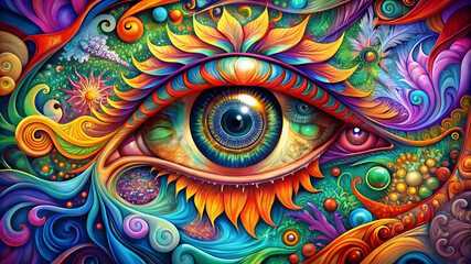 Colorful eye painting art