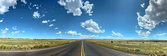 Canvas Print - Endless Horizon:An Empty Highway Stretching into the Open Sky,Symbolizing Freedom and the Thrill of Travel