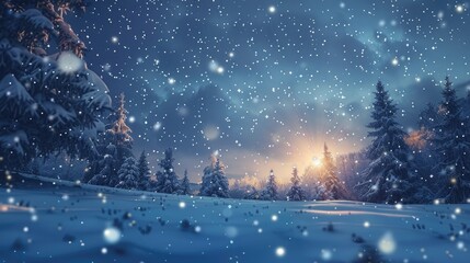 Wall Mural - winter night sky full of stars