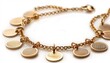 © owen - Elegant Gold Charm Bracelet with Circular Pendants on White Background - Close-Up Jewelry Photography