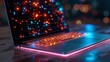 © tanapat - Digital interface with glowing connections on a laptop