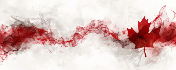 Wall Mural - Canada Day background with an artistic, abstract design in shades of red and white, evoking the Canadian flag.