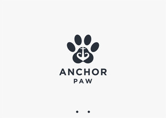 Wall Mural - anchor with paw logo design vector silhouette illustration