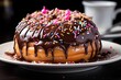 © Gabriel - Chocolate donut with colorful granulated. Deliciously tempting., generative IA