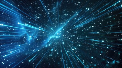 Wall Mural - Cosmic Rays and Light Blue Laser Projections