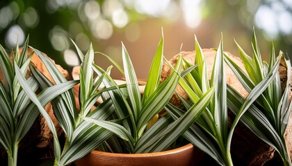 Wall Mural - citronella grass or cymbopogon nardus green leaves on natural b