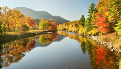 Wall Mural - foliage reflections in wildcat river calm sections of the river reflect vivid foliage colors jackson new hampshire