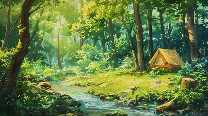 Poster - camping in the forest
