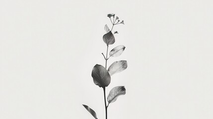 Minimalist botanical poster that beautifully captures the outline of a delicate plant, copy and text space, 16:9