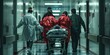 © Svetlana Leuto - an ambulance crew carries a patient on a gurney, intensive care doctors, uniformed medical personnel transport patients along the hospital corridor