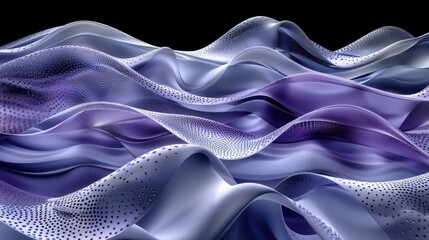 Wall Mural - Abstract purple fabric waves on black background