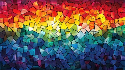 Abstract rainbow mosaic tile art
