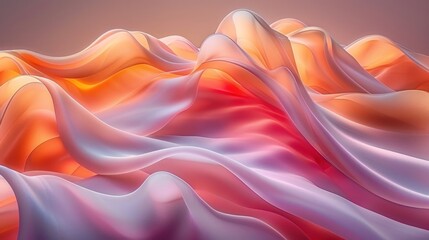 Wall Mural - Abstract orange and purple fabric draped in waves
