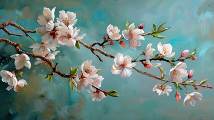 Wall Mural - Blooming almond tree branch