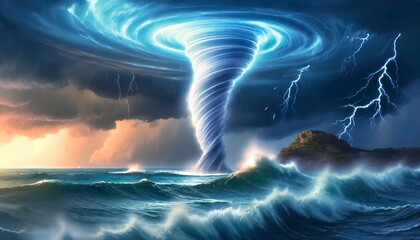 Wall Mural - water tornado at the sea