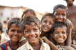 © Jasmina - Group of diverse, cheerful multi-ethnic children from India smiling and looking at the camera outdoors