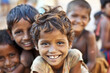 © Jasmina - Group of diverse, cheerful multi-ethnic children from India smiling and looking at the camera outdoors
