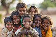 © Jasmina - Group of diverse, cheerful multi-ethnic children from India smiling and looking at the camera outdoors